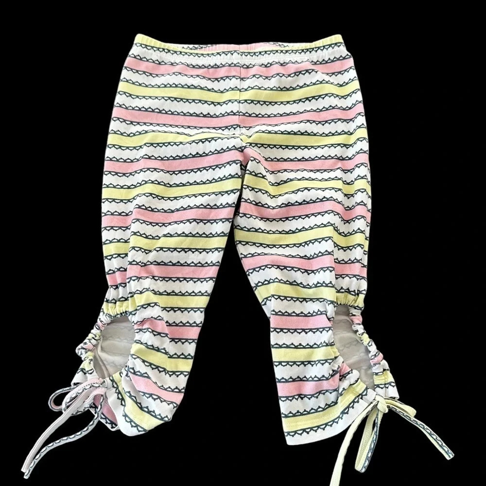 Paper Wings Girls Size 7‎ Organic Cotton Cropped Leggings Pink Yellow Pants Knit